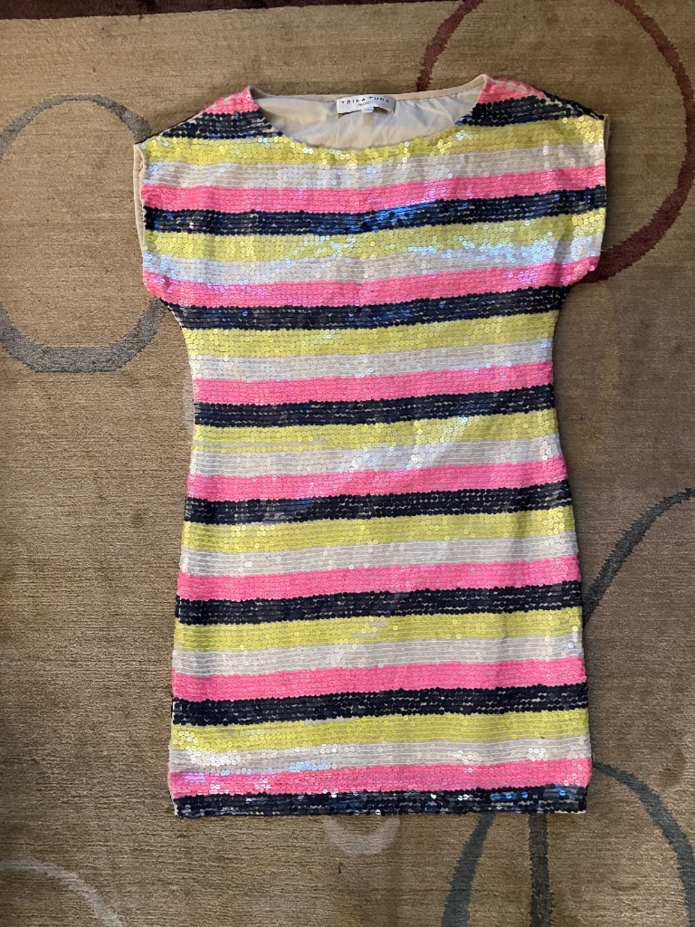 Trina Turk Colorful Sequin Striped Mini Dress